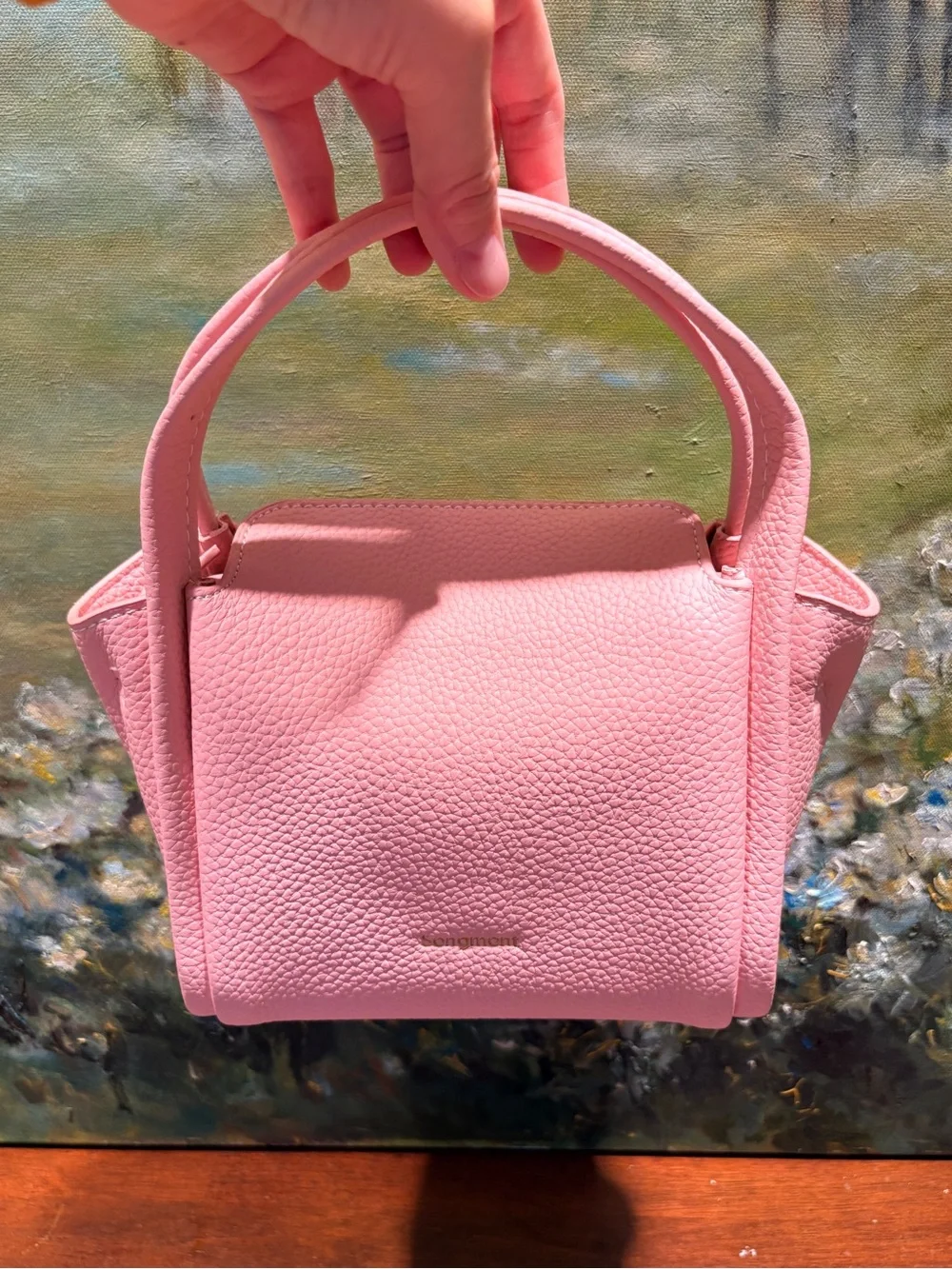 Pink Leather Crossbody Tote Bag - Women